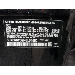 2022 BMW X5 5UXCR6C03N9L54582 60621533