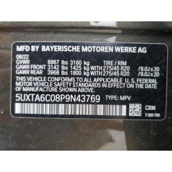 2023 BMW X5 5UXTA6C08P9N43769 48232655