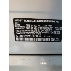 2022 BMW X5 5UXCR6C0XN9K57511 52319445