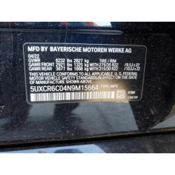2022 BMW X5 5UXCR6C04N9M15664 50037895