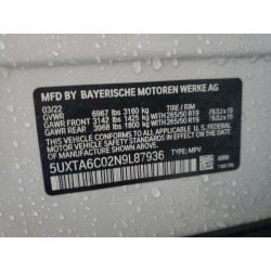 2022 BMW X5 5UXTA6C02N9L87936 52728515