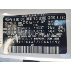 2020 KIA SORENTO 5XYPG4A32LG641692 50373185