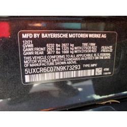 2022 BMW X5 5UXCR6C07N9K73293 52586105