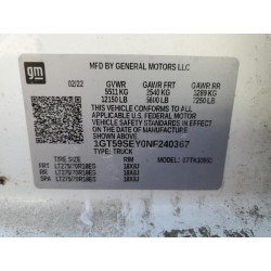 2022 GMC SIERRA 1GT59SEY0NF240367 47018805