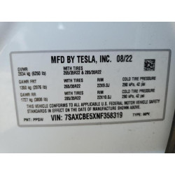 2022 TESLA MODEL X 7SAXCBE5XNF358319 50246555