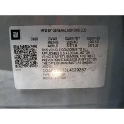 2020 CHEVROLET BOLT 1G1FY6S03L4139287 55865285