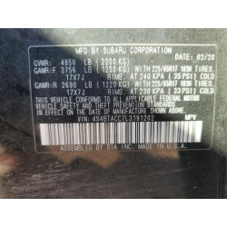 2020 SUBARU OUTBACK 4S4BTACC7L3191202 52598285