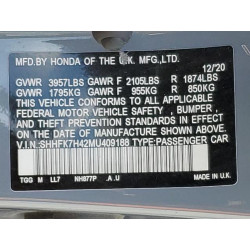 2021 HONDA CIVIC SHHFK7H42MU409188 56557695