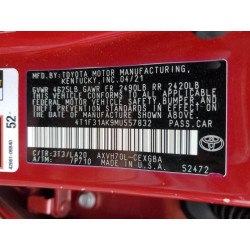 2021 TOYOTA CAMRY 4T1F31AK9MU557832 52397865