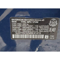 2021 BMW X3 5UXTY5C02M9E41419 58623815