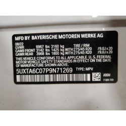 2023 BMW X5 5UXTA6C07P9N71269 55241825