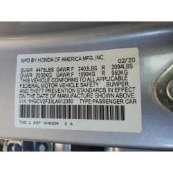 2020 HONDA ACCORD 1HGCV2F33LA012350 56473125