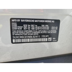 2022 BMW X5 5UXCR6C01N9L92411 60951694