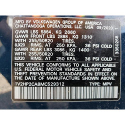 2021 VOLKSWAGEN ATLAS 1V2HP2CA8MC529312 55112115