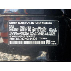 2022 BMW X5 5UXCR6C07N9L04526 51456235