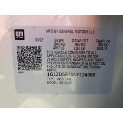 2022 CHEVROLET MALIBU 1G1ZD5ST5NF124388 56368335