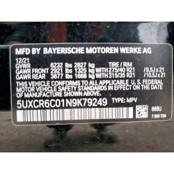 2022 BMW X5 5UXCR6C01N9K79249 59142615