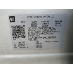 2021 CHEVROLET TRAVERSE 1GNERFKW1MJ228550 55381515