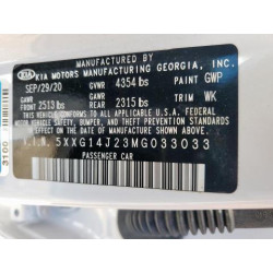 2021 KIA K5 5XXG14J23MG033033 60201695