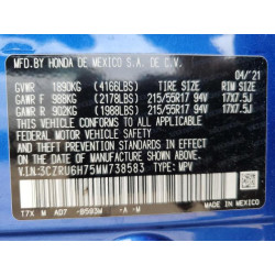 2021 HONDA HR-V 3CZRU6H75MM738583 58000805
