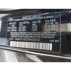 2022 HYUNDAI TUCSON 5NMJF3AE2NH008302 57356825