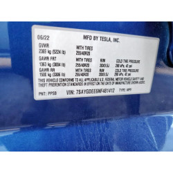 2022 TESLA MODEL Y 7SAYGDEE6NF481412 62035005