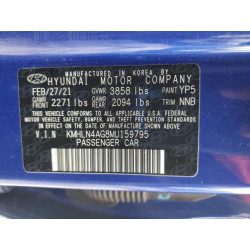 2021 HYUNDAI ELANTRA KMHLN4AG8MU159795 62756595