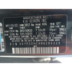2022 KIA TELLURIDE 5XYP3DHC4NG286223 58838925