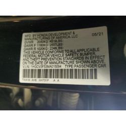 2021 HONDA ACCORD 1HGCV3F53MA015094 62998685