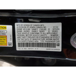 2022 HONDA CIVIC 2HGFE1F9XNH314654 61907195