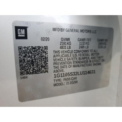 2020 CHEVROLET IMPALA 1G1105S32LU114631 62600355