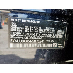 2022 BMW X5 5YMJU0C05N9K73241 64549395