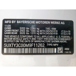2021 BMW X3 5UXTY3C00M9F11262 68265235