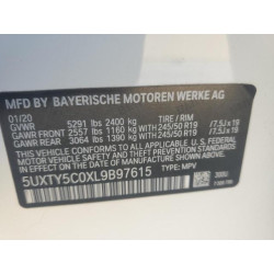 2020 BMW X3 5UXTY5C0XL9B97615 68655365