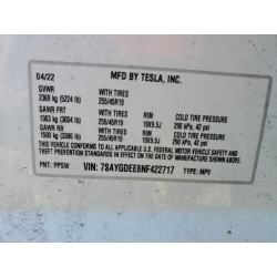 2022 TESLA MODEL Y 7SAYGDEE8NF422717 49764955