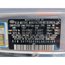 2020 KIA SORENTO 5XYPGDA34LG674189 69789185