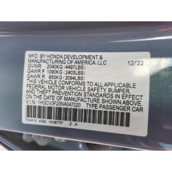 2022 HONDA ACCORD 1HGCV3F23NA047020 85573145