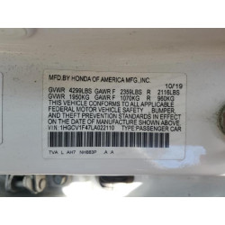 2020 HONDA ACCORD 1HGCV1F47LA022110 81113195