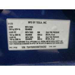 2025 TESLA MODEL Y 7SAYGDEE8SF294393 71731955