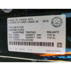 2020 HONDA CRV 2HKRW1H25LH003386 85323585