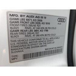 2020 AUDI Q8 WA1AVAF16LD004251 67145375