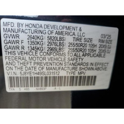 2025 ACURA MDX 5J8YE1H49SL031512 65248405
