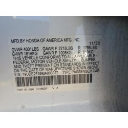 2021 ACURA ILX 19UDE2F39MA003027 81136035