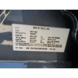 2022 TESLA MODEL Y 7SAYGDEE6NF509399 71325645