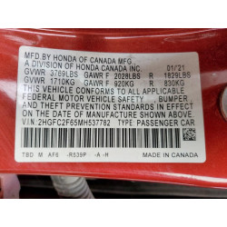 2021 HONDA CIVIC 2HGFC2F65MH537782 70464005