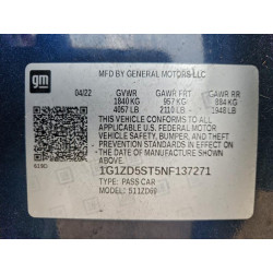 2022 CHEVROLET MALIBU 1G1ZD5ST5NF137271 99337325