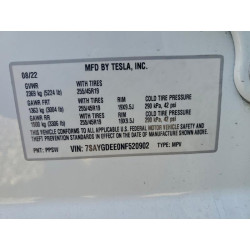 2022 TESLA MODEL Y 7SAYGDEE0NF520902 97537535
