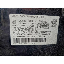 2020 ACURA MDX 5J8YD3H32LL011058 91451325