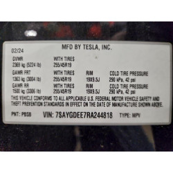 2024 TESLA MODEL Y 7SAYGDEE7RA244818 96036955