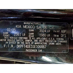 2025 KIA K4 LX 3KPFT4DE5SE106887 99578625